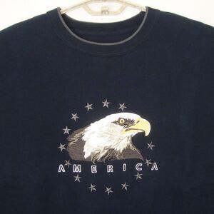 Croft & Barrow Embroidered Bald Eagle AMERICA Patriotic Navy Blue Sweatshirt
